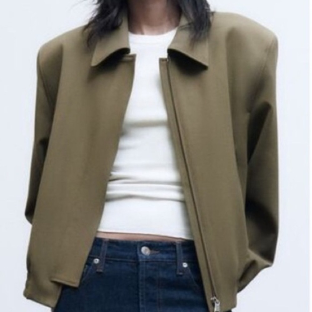 Zara Army Green Bomber Style Jacket size S